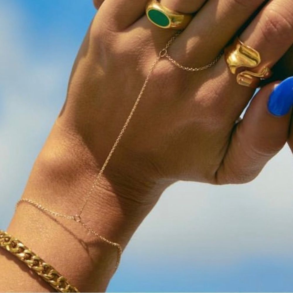 Adult sized gold plated hand chain